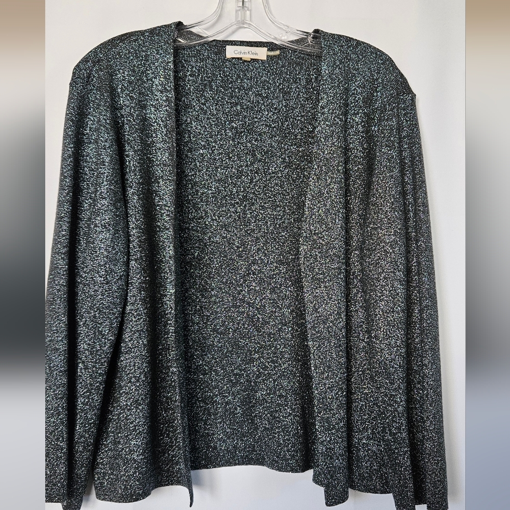 Calvin Klein Womens‎ Metallic Knit Shimmer Cardigan Size Large